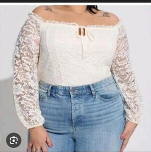 TORRID Lace Off Shoulder Corset Seamed Top 2XL